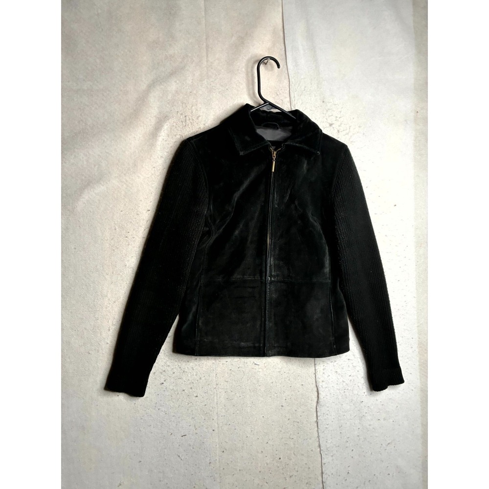 Vintage Fabio Leather Jacket Womens Small Black Full Zip Water Resistance Winter